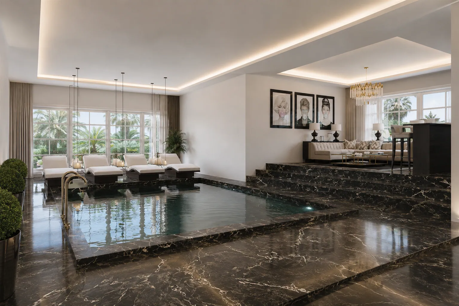 Èze Beach Villa interior design, South of France