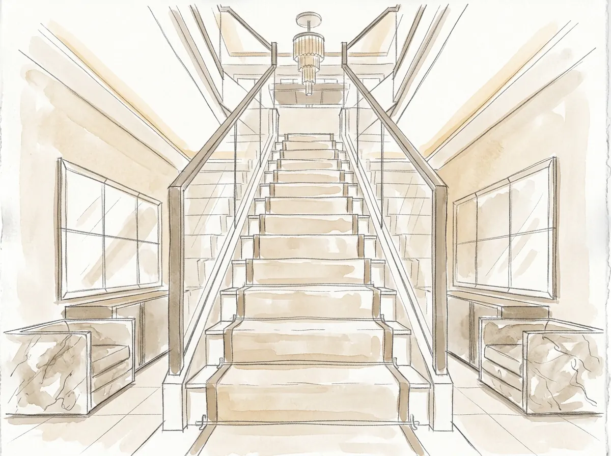 Hand-drawn design sketch of the interior study at Earlswood Court